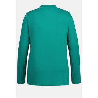 Ulla Popken  Shirt, Cut-Out, Classic, Stehkragen, Langarm 