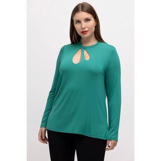 Ulla Popken  Shirt, Cut-Out, Classic, Stehkragen, Langarm 