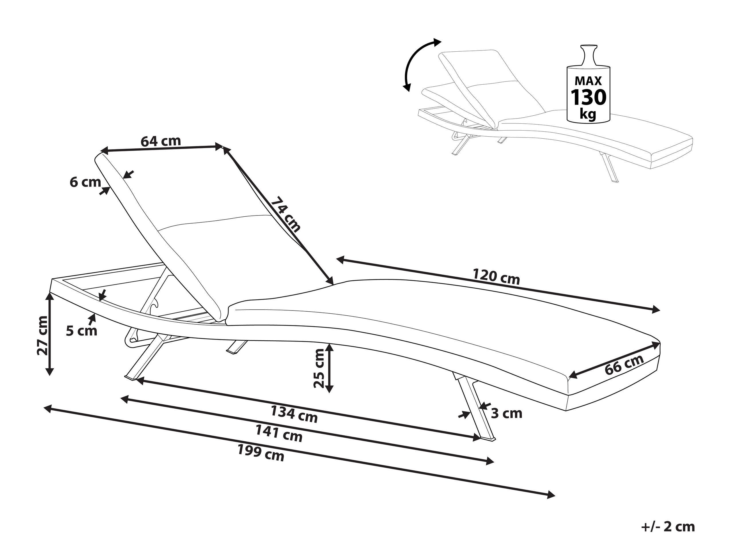 Beliani Transat avec coussin en Aluminium Moderne AMELIA  