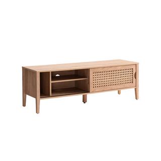 Calicosy Meuble TV avec 2 Portes Coulissantes Décor Rotin - L138 cm  