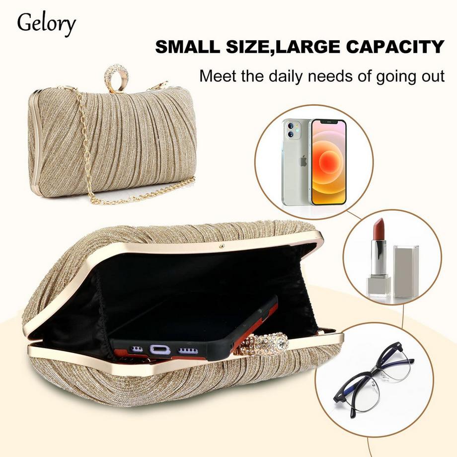 Only-bags.store Glitzer Clutch Abendtasche mit abnehmbarer Kette  