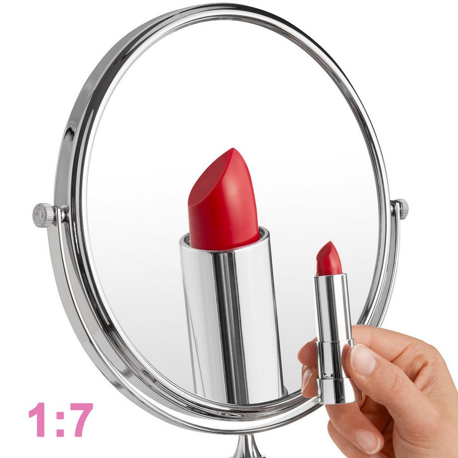 Tectake  Kosmetikspiegel  rund, doppelseitig mit Vergrößerungsfaktor  
