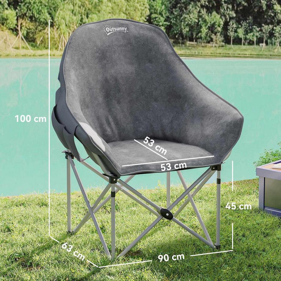 Northio  Faltstuhl faltbar Campingstuhl mit Seitentasche Tragetasche gepolstert Outdoor Klappstuhl bis 120kg belastbar robust leicht Angelstuhl Gartenstuhl für Garten Camping Strand Aosom 