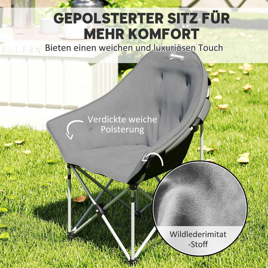 Northio  Faltstuhl faltbar Campingstuhl mit Seitentasche Tragetasche gepolstert Outdoor Klappstuhl bis 120kg belastbar robust leicht Angelstuhl Gartenstuhl für Garten Camping Strand Aosom 