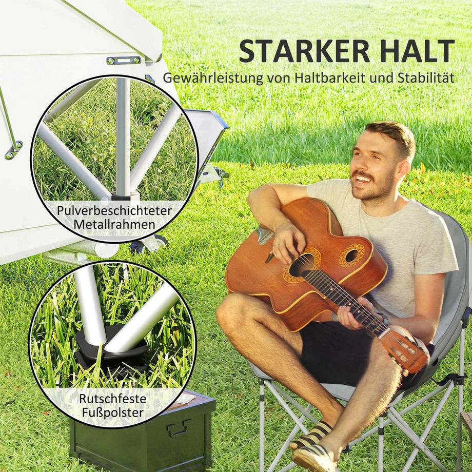 Northio  Faltstuhl faltbar Campingstuhl mit Seitentasche Tragetasche gepolstert Outdoor Klappstuhl bis 120kg belastbar robust leicht Angelstuhl Gartenstuhl für Garten Camping Strand Aosom 