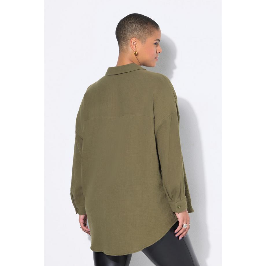 Studio Untold Oversized Musselin Augen-Stickerei Langarm Bluse  