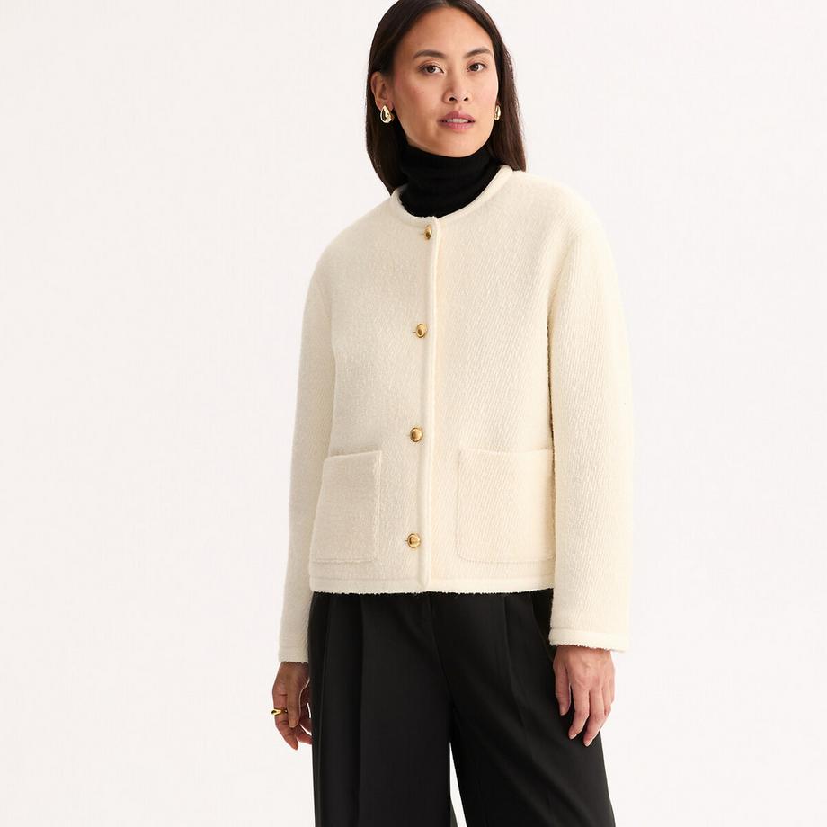 Veste col rond coupe ample en laine mélangée chaude