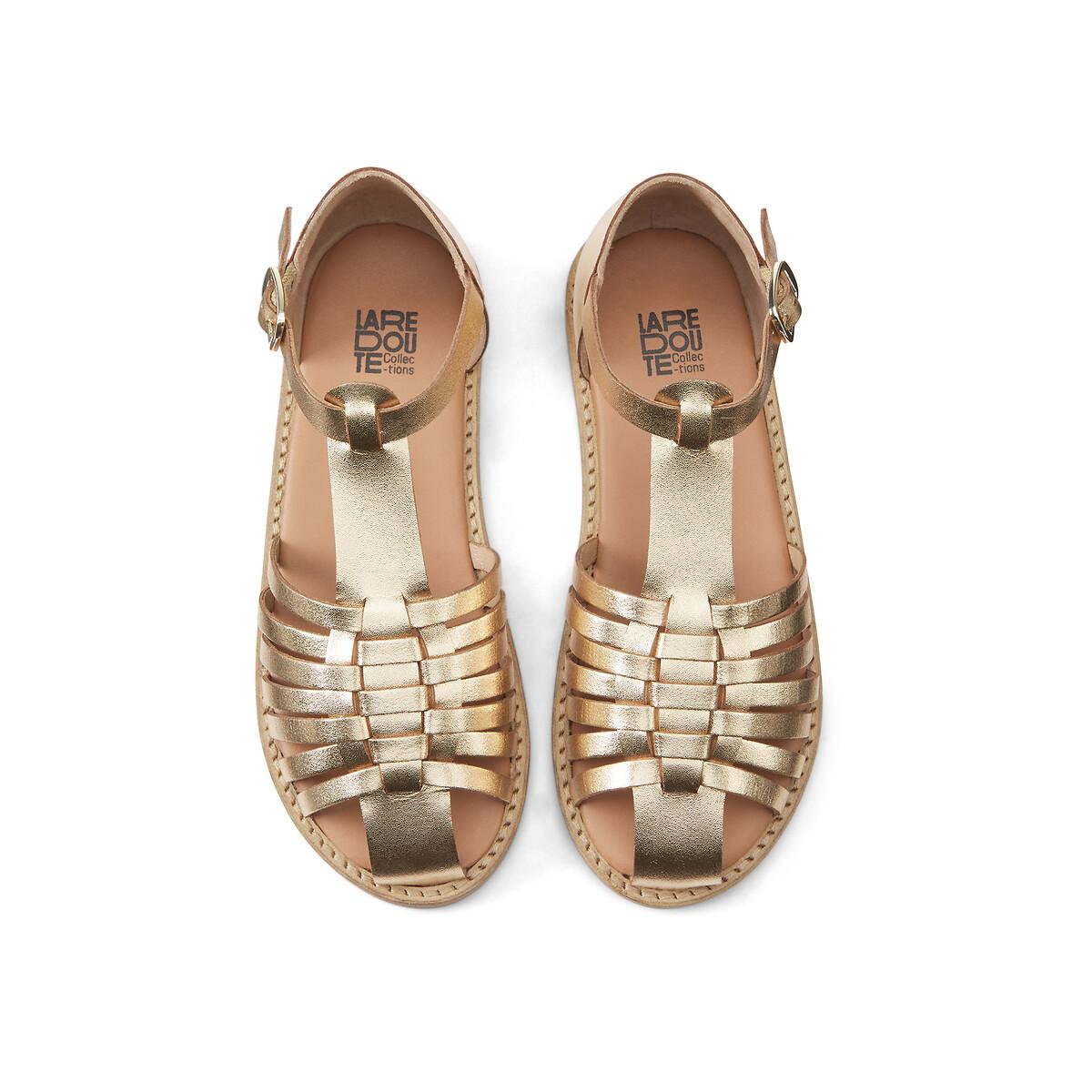 La Redoute Collections  Sandalen aus goldfarbenem Leder 