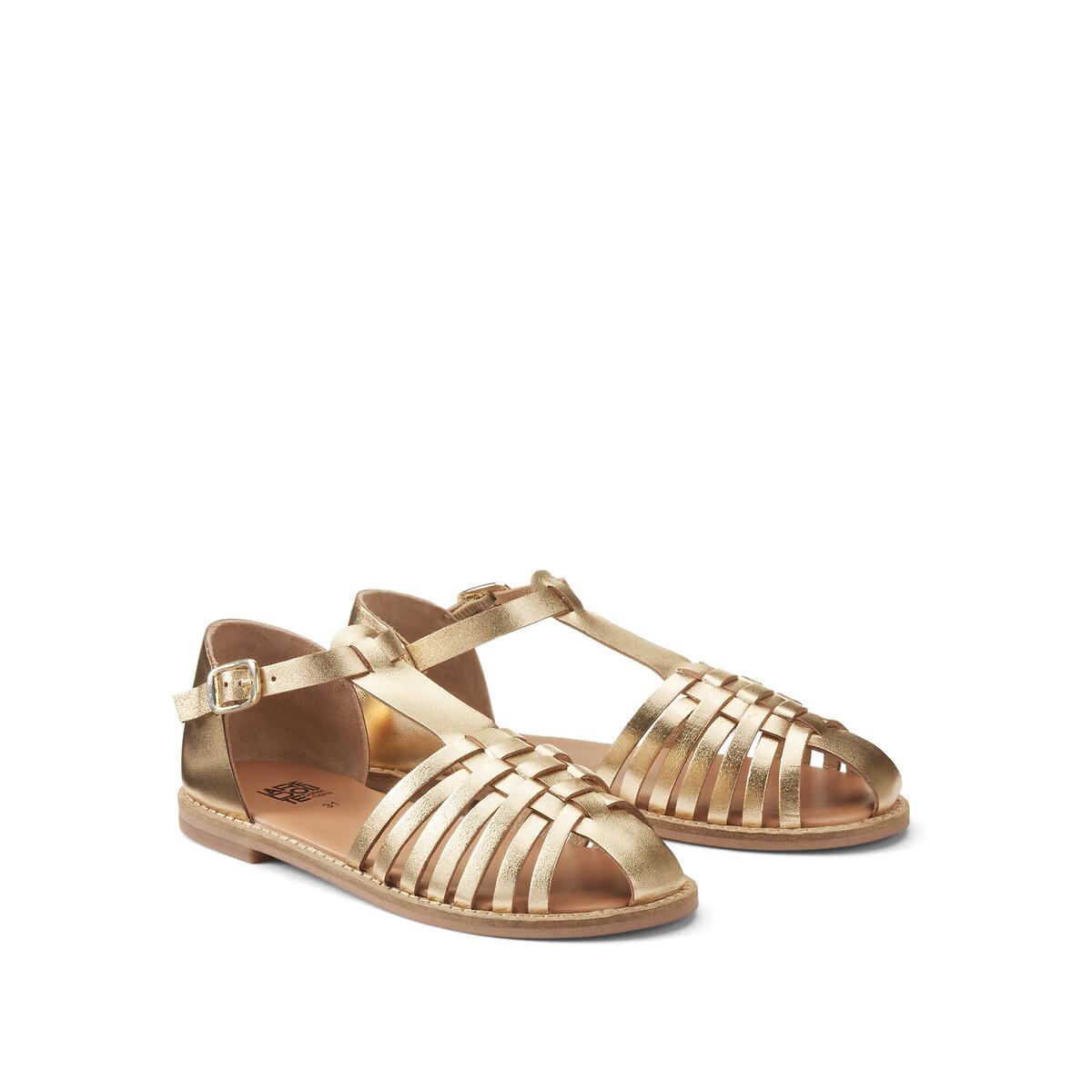 La Redoute Collections  Sandalen aus goldfarbenem Leder 