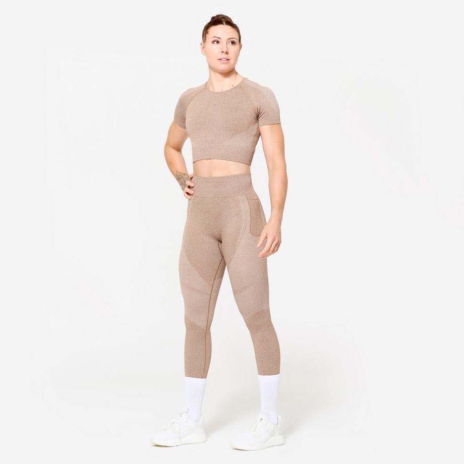 DOMYOS  T-shirt maniche corte donna fitness seamless 