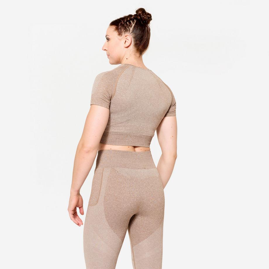 DOMYOS  T-shirt maniche corte donna fitness seamless 