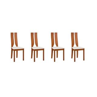 Vente-unique Lot de 4 chaises SILVIA Hêtre massif Merisier  