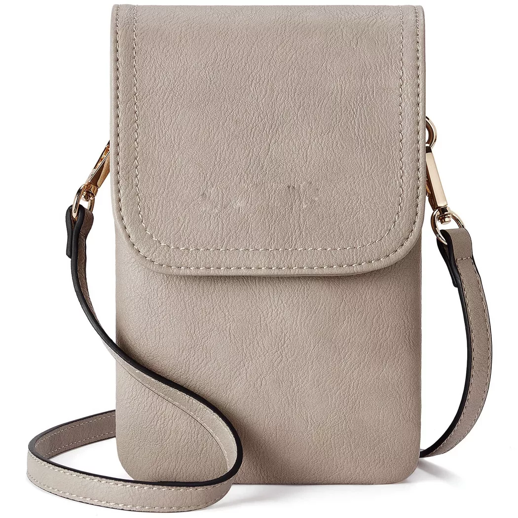 Only-bags.store - Handy Umhängetasche Leder, Umhängetasche, Handytasche mit Geldbörse zum Umhängen, für Herren, Grau