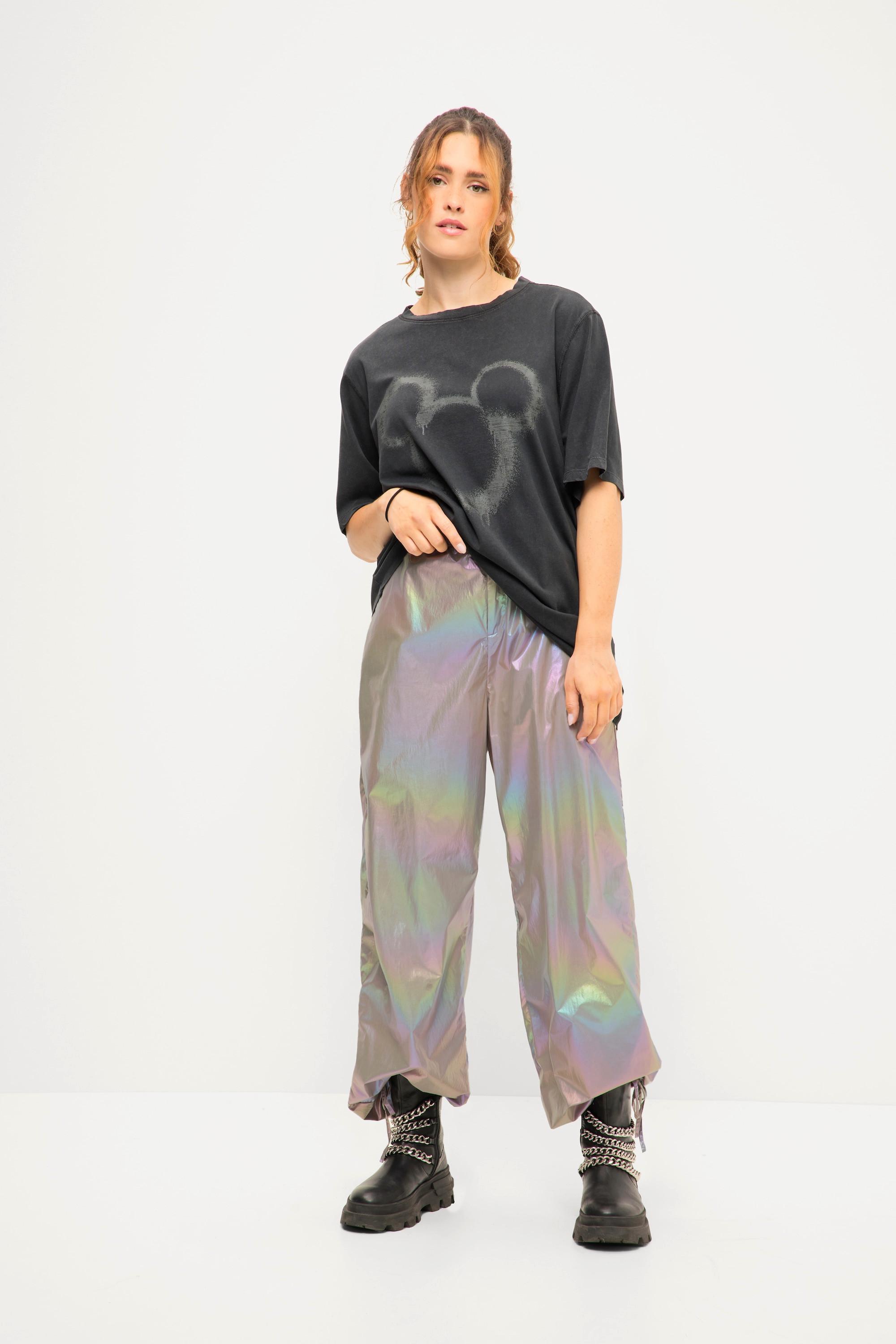 Studio Untold  Pantalon d'aviateur#, jambes larges, effet holographique et taille élastique, 2 poches 