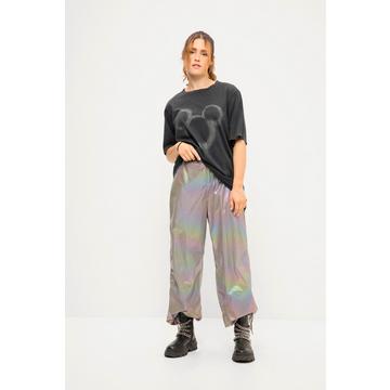 Pantalon d'aviateur#, jambes larges, effet holographique et taille élastique, 2 poches