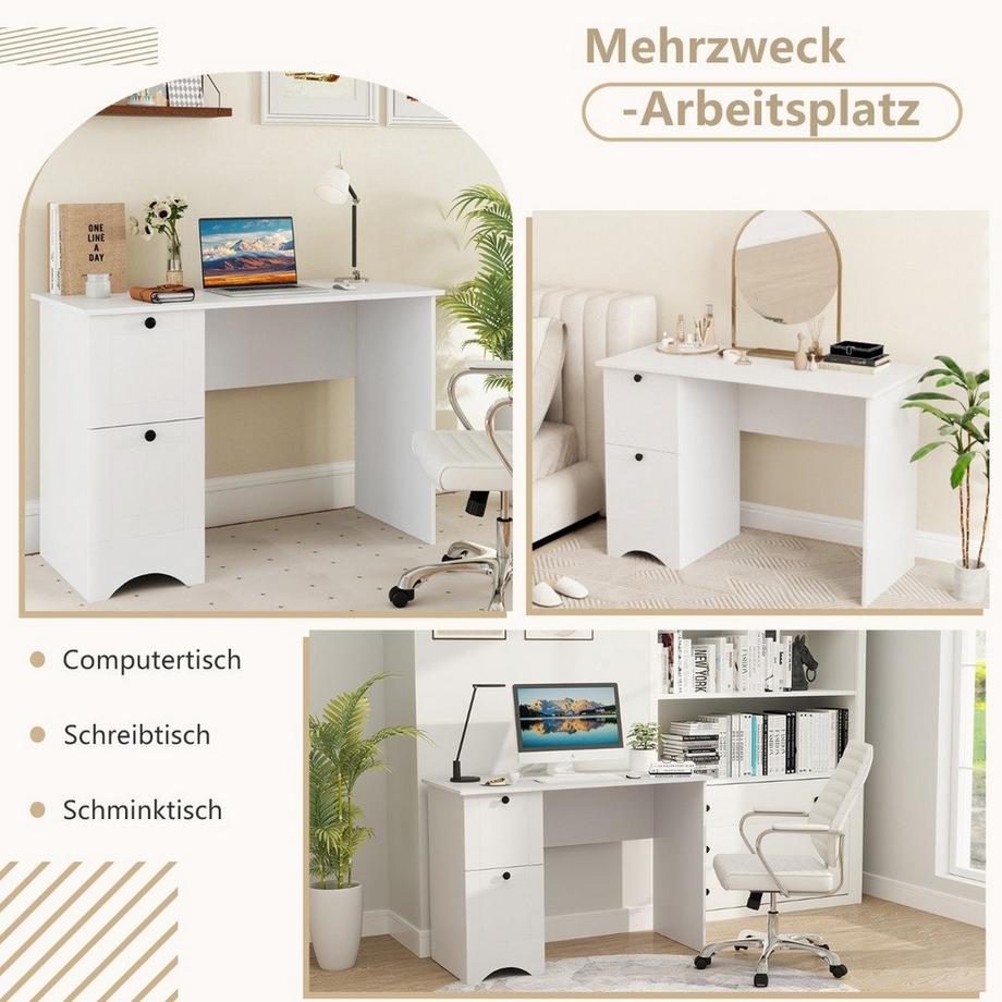 Northix Table d'ordinateur avec 2 tiroirs, bureau, table de jeu robuste, coiffeuse, table pour ordinateur portable  
