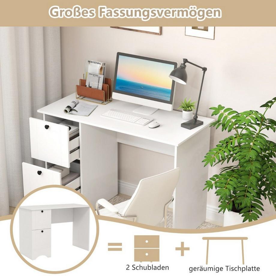 Northix Table d'ordinateur avec 2 tiroirs, bureau, table de jeu robuste, coiffeuse, table pour ordinateur portable  