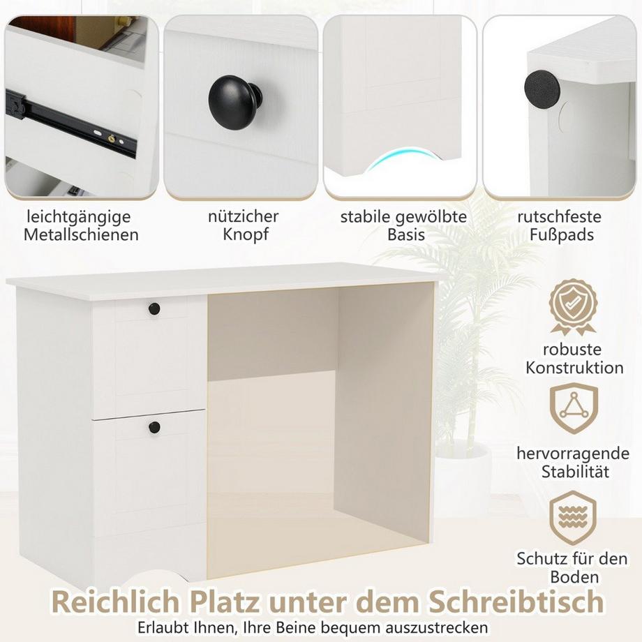 Northix Table d'ordinateur avec 2 tiroirs, bureau, table de jeu robuste, coiffeuse, table pour ordinateur portable  