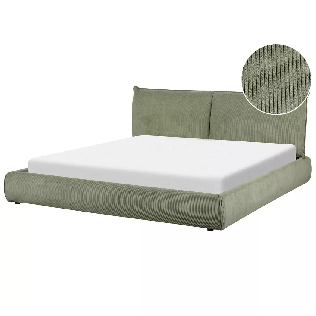 Beliani - Wasserbett aus Cord  VINAY, Olivegrün