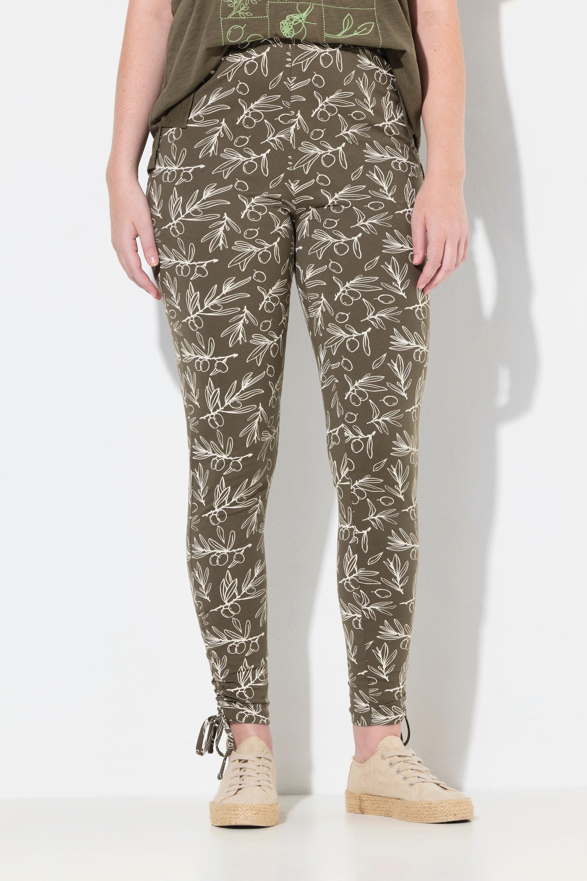 Ulla Popken Leggings Fronces Ourlet Jambe Étroite Coton Bio  