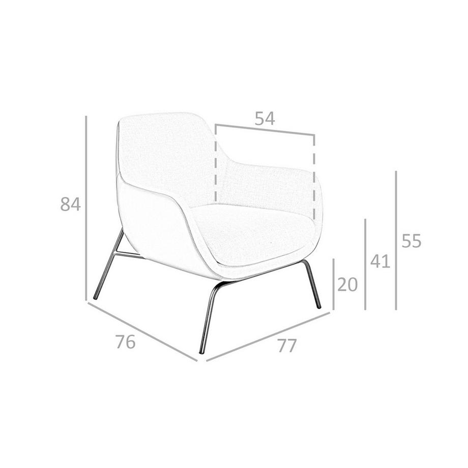 ANGEL CERDA Fauteuil en tissu crème et similicuir marron  