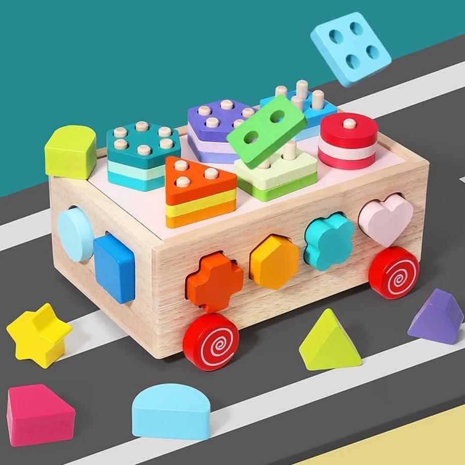 Hölzerne Form Sortierer Spielzeug für Kleinkinder, pädagogische Stapeln Spielzeug für Kinder