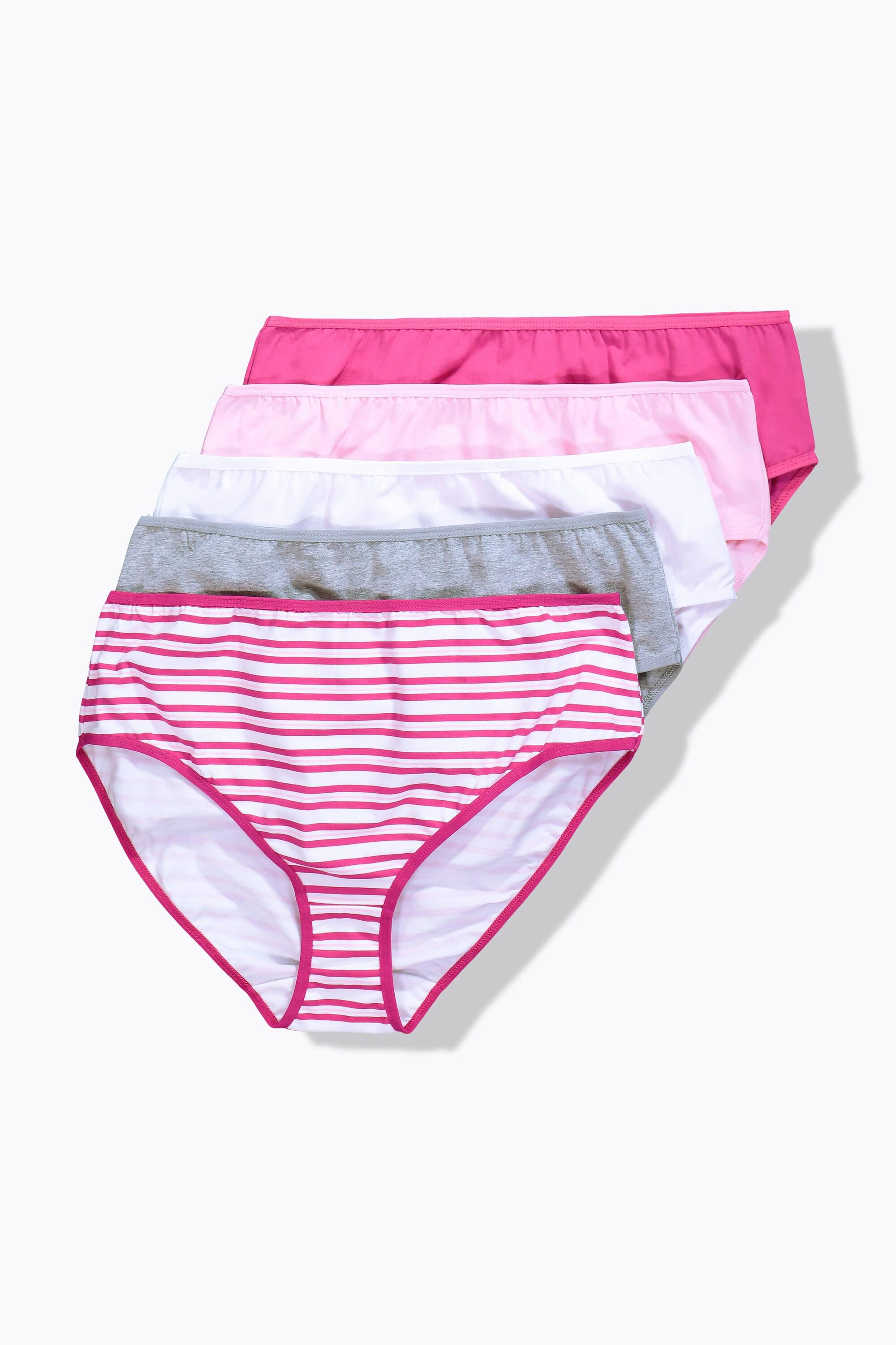 Ulla Popken Slip Midi Confezione da 5 Righe Tinta Unita  