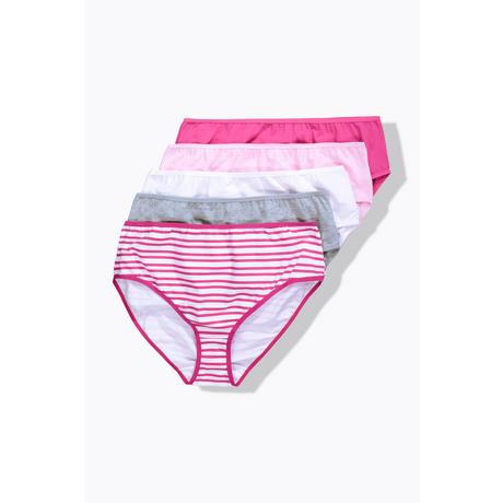 Ulla Popken Slip Midi Confezione da 5 Righe Tinta Unita  