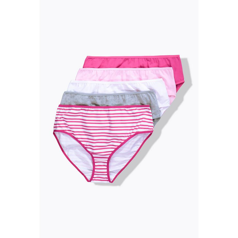 Ulla Popken Slip Midi Confezione da 5 Righe Tinta Unita  