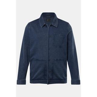 JP1880  Veste en molleton style Worker, look vintage jean bleu foncé 