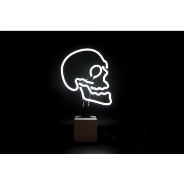 Lampe de table en verre néon avec socle en béton - Crâne