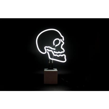 Locomocean Lampe de table en verre néon avec socle en béton - Crâne  