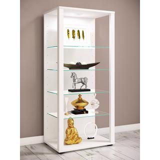 VCM Glasvitrine stehend | Vitrine Glas mit ESG-Sicherheitsglas | Maße ca. H. 115 x B. 52 x T. 35 cm | Standvitrine Glas | Modern und platzsparend | Glas  