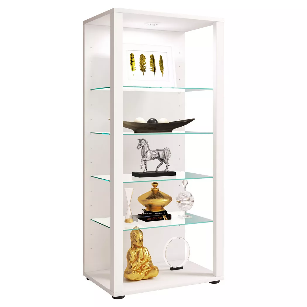 VCM - Bois verre vitrine de collection vitrine de verre vitrine de stand vitrine Glasol lll, 52 CM, Blanc