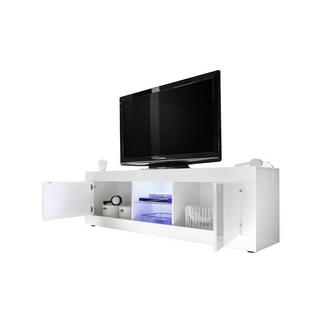 Vente-unique Mobile TV con LED e 2 ante Bianco laccato COMETE  