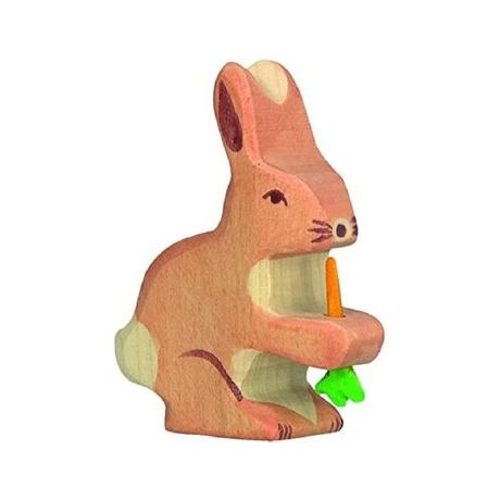 Holztiger  Hase mit Karotte 