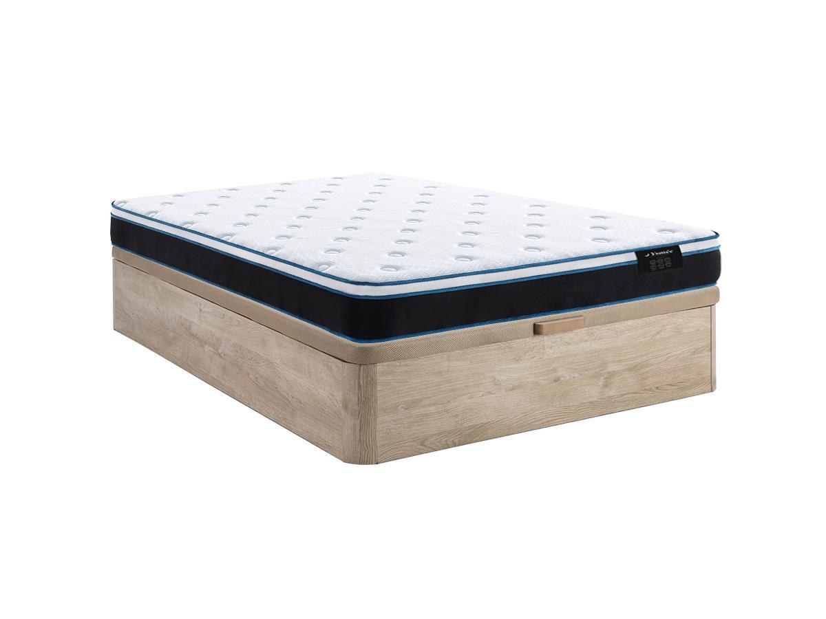 Ysmée Ensemble 140 x 190 cm sommier coffre naturel clair + matelas ressorts ensachés et mémoire de forme ép.25cm - SETTIMO de YSMÉE  