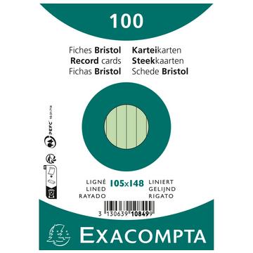 Confezione 100 cartoncini bristol a righe non perforati 105x148mm - x 20