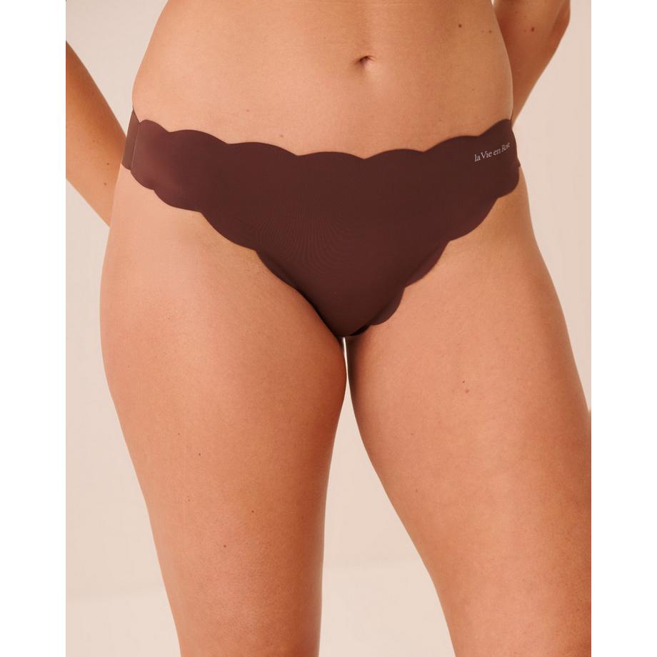 Culotte tanga microfibre à bordures ondulées