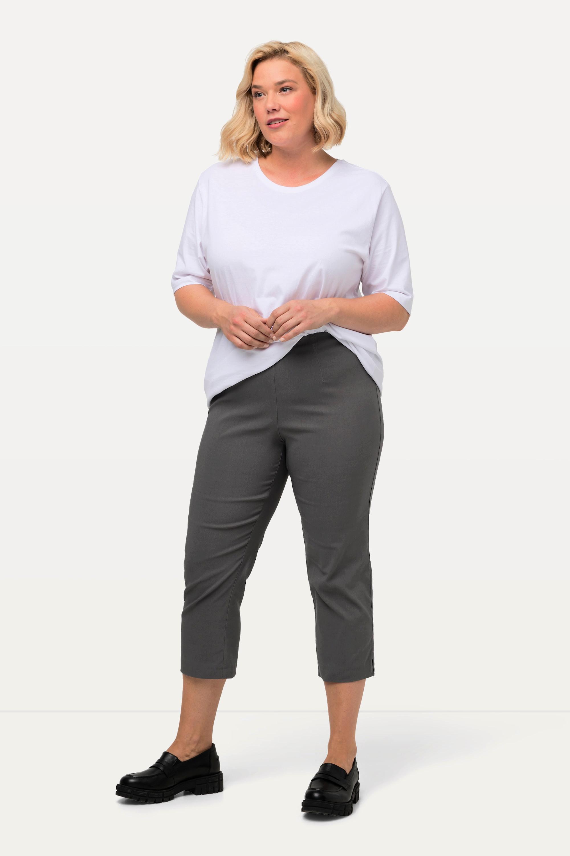 Ulla Popken  Pantalon en bengaline stretch, longueur 3/4 et taille élastique 