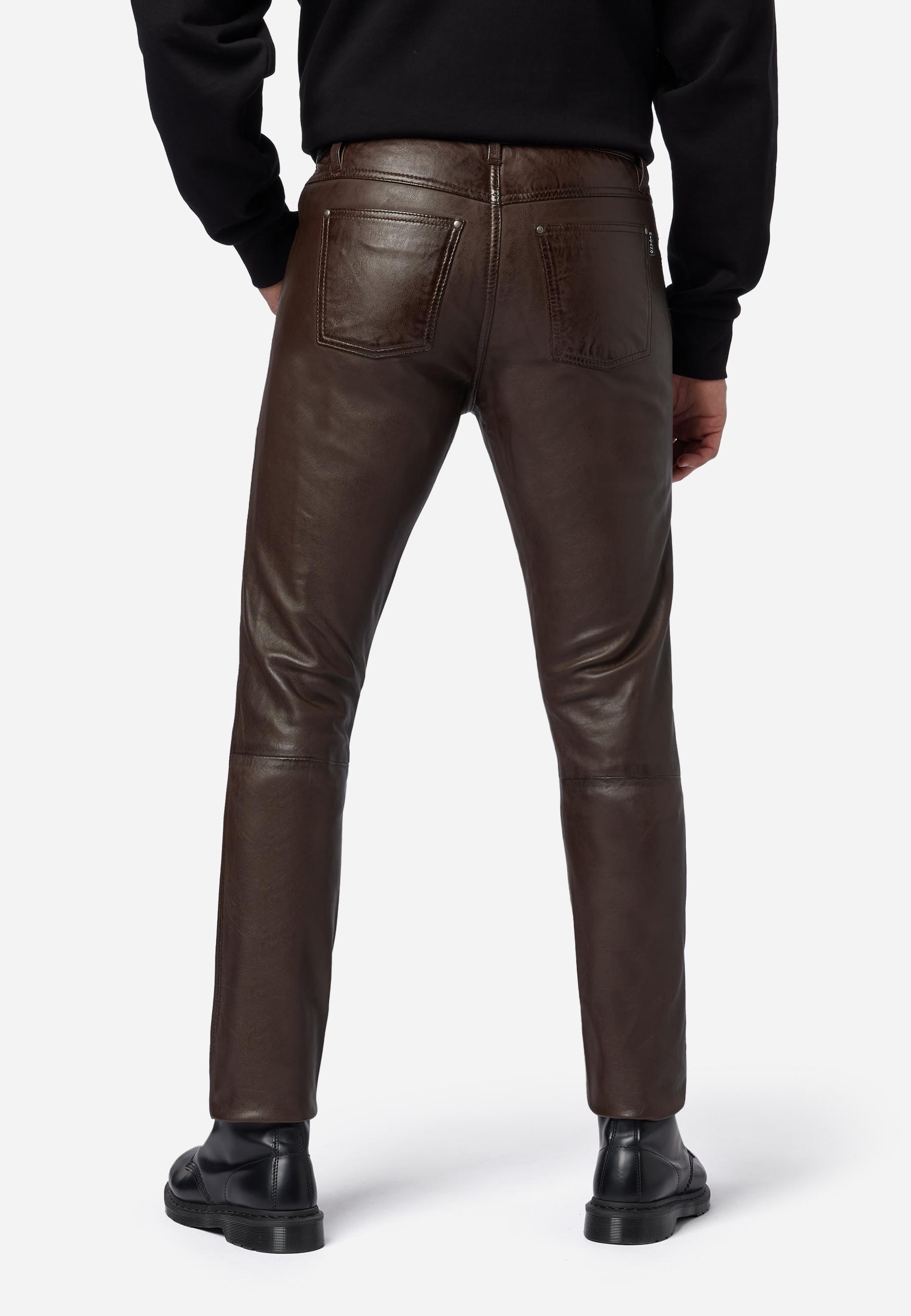 RICANO  Pantaloni in pelle da uomo Slim Fit, pantaloni in pelle 5 tasche in pelle di agnello - Slim Fit 