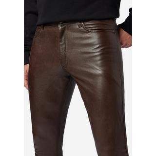 RICANO  Pantalon en cuir pour hommes Slim Fit, pantalon en cuir 5 poches en cuir d'agneau - Slim Fit 