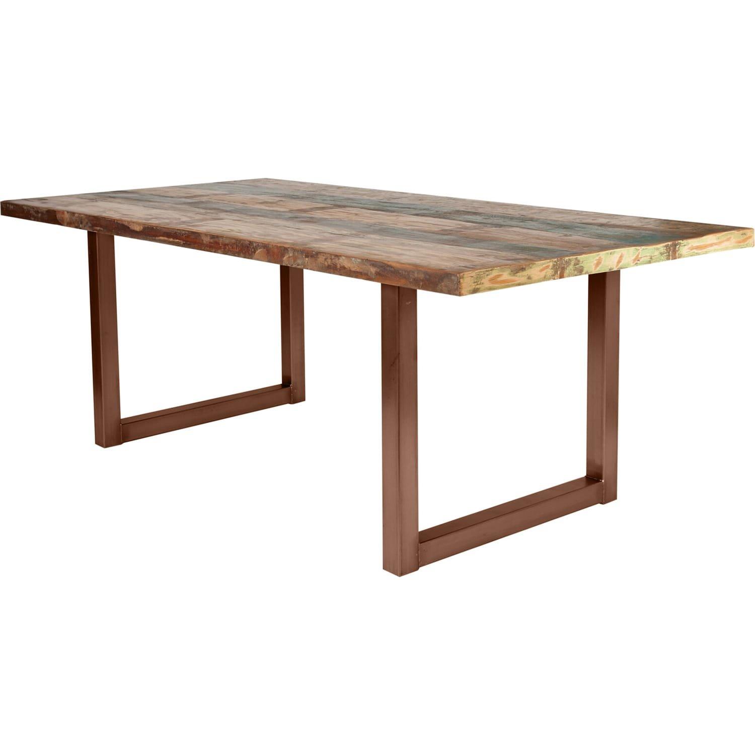 mutoni Table 180x100 cm - bois de récupération coloré - brun acier  