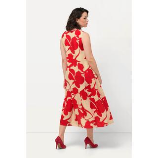 Ulla Popken  Midikleid, Blüten, A-Linie, V-Ausschnitt, ärmellos 