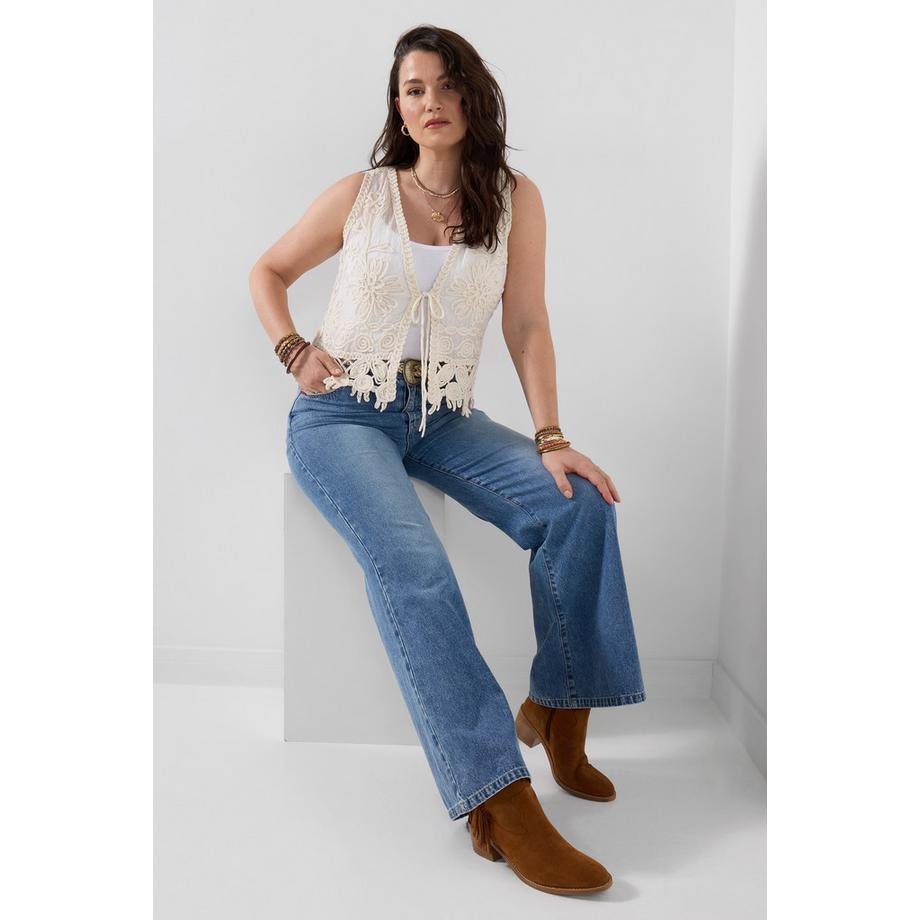 Joe Browns Veston Sans Manches Boho Brodé avec Fermeture à Nouer  
