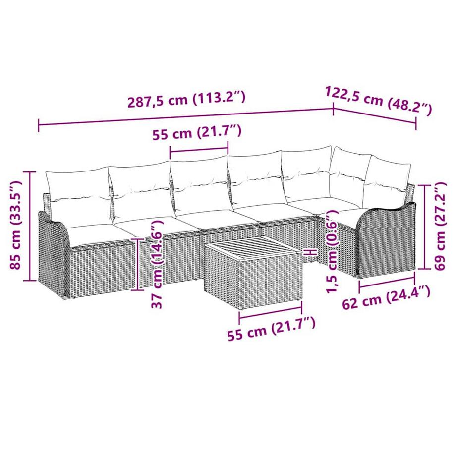 VidaXL Set di divani modulari Polyrattan  