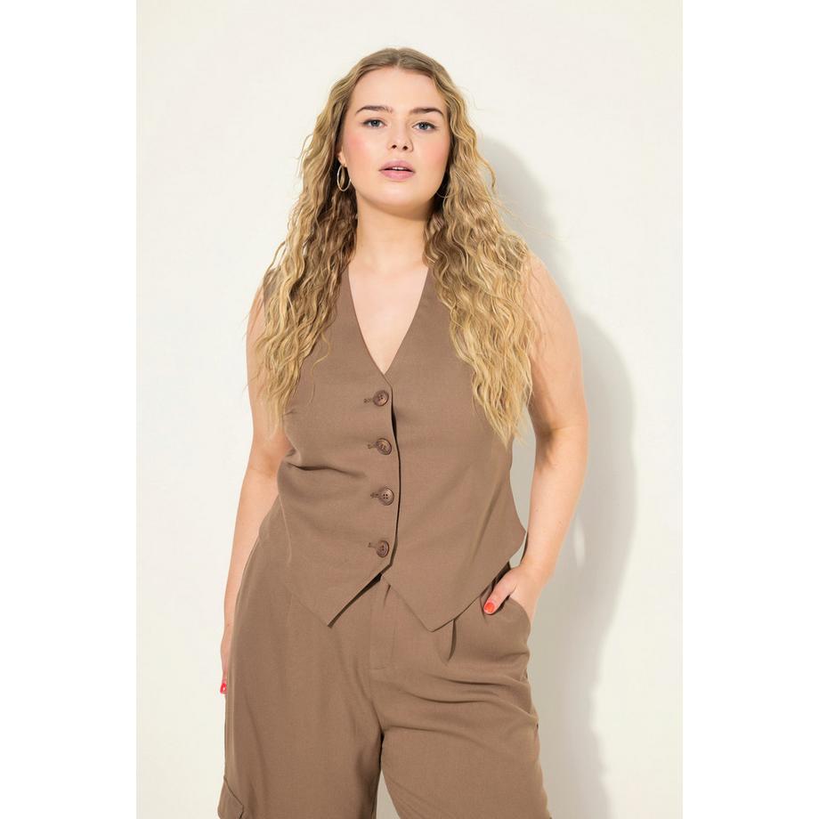 Studio Untold Anzug Weste Fitted Fit V-Ausschnitt Spitzsaum  