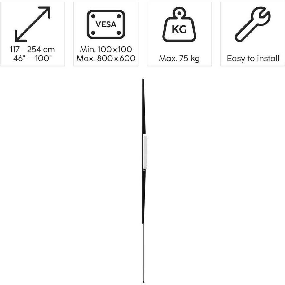 hama  HAMA TV-Wandhalterung, fest, VESA bis 800 x 600, 100 Zoll, Schwarz 