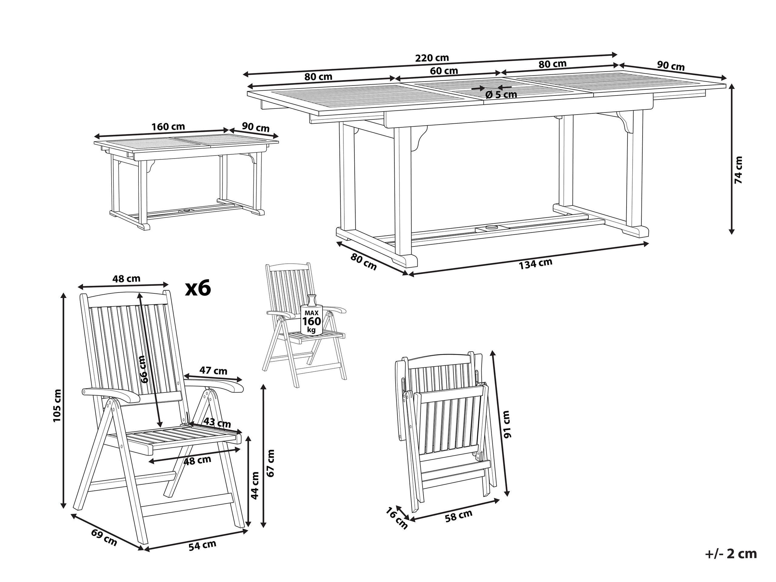 Beliani Set da pranzo da giardino en Legno d'acacia Rustico AMANTEA  