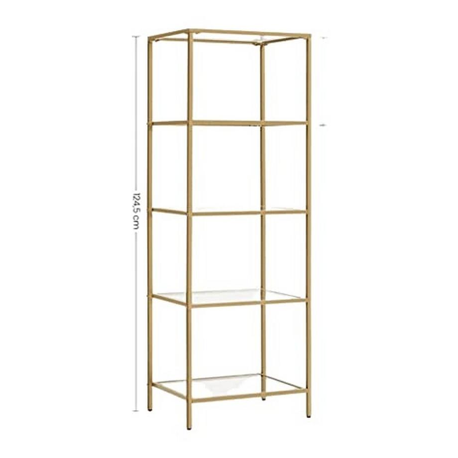 Pricenet  Elegantes goldenes 5-stöckiges Glasregal für die Inneneinrichtung 